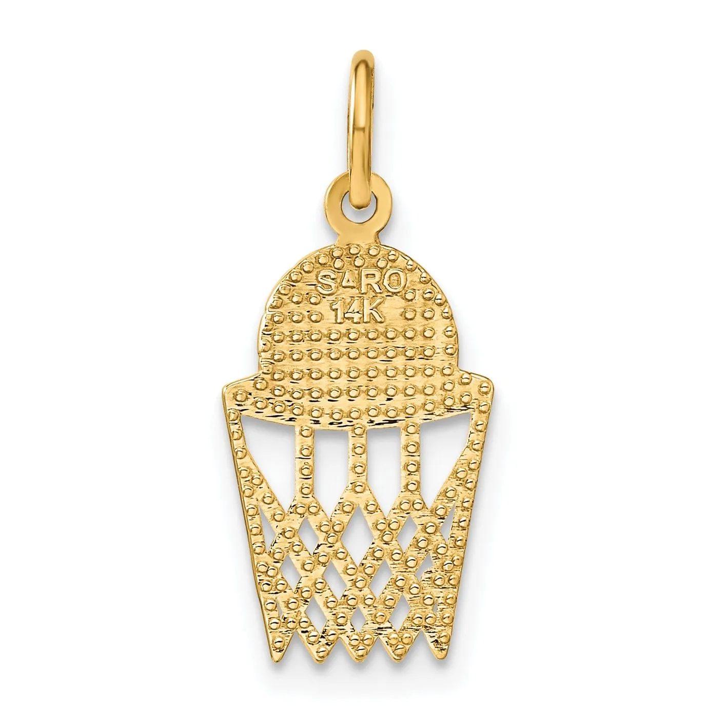14k Yellow Gold Basketball in Net Charm Pendant