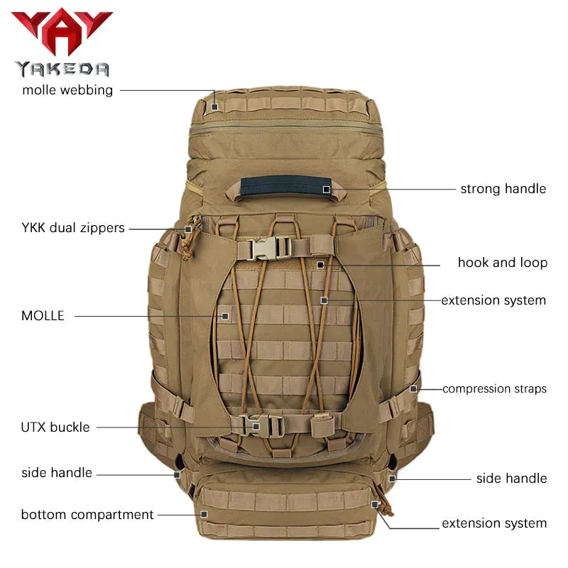 19780 YAKEDA Tactical Backpack Military Rucksack Traveling Hiking Outdoor 90L