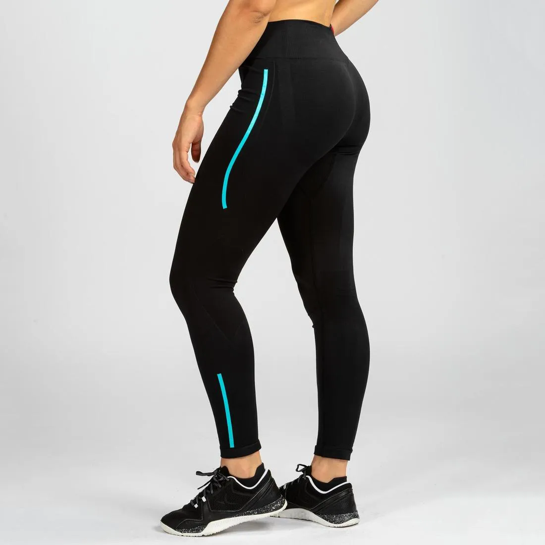 500 Women's Cross Training Seamless Leggings - Black/Blue