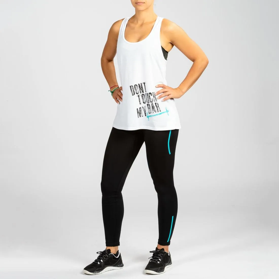 500 Women's Cross Training Seamless Leggings - Black/Blue
