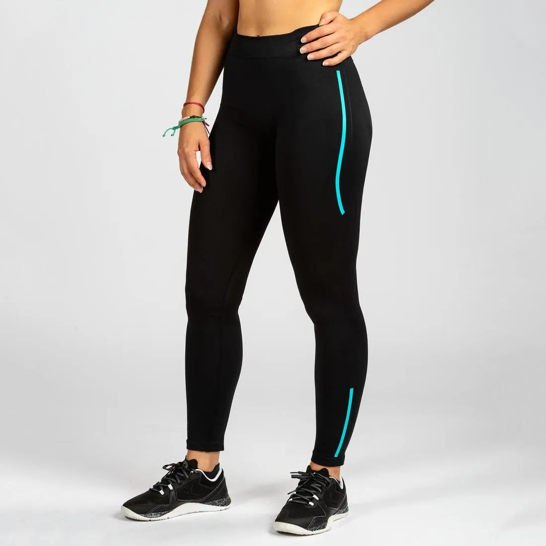 500 Women's Cross Training Seamless Leggings - Black/Blue