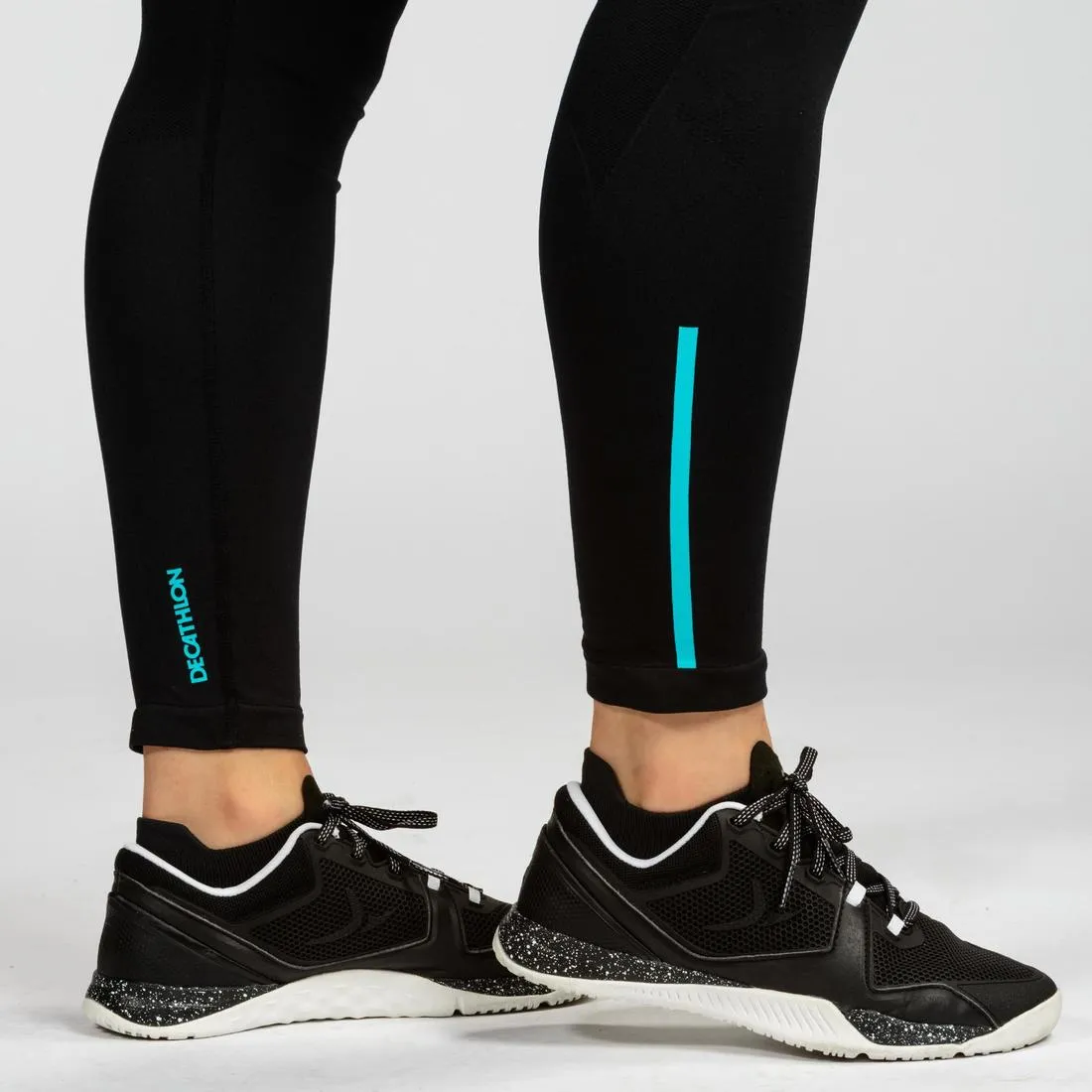 500 Women's Cross Training Seamless Leggings - Black/Blue