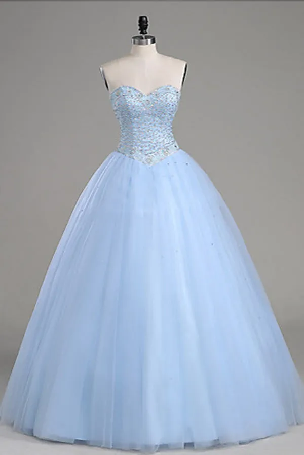 A-Line Sweetheart Strapless Floor Length Quinceanera Dresses