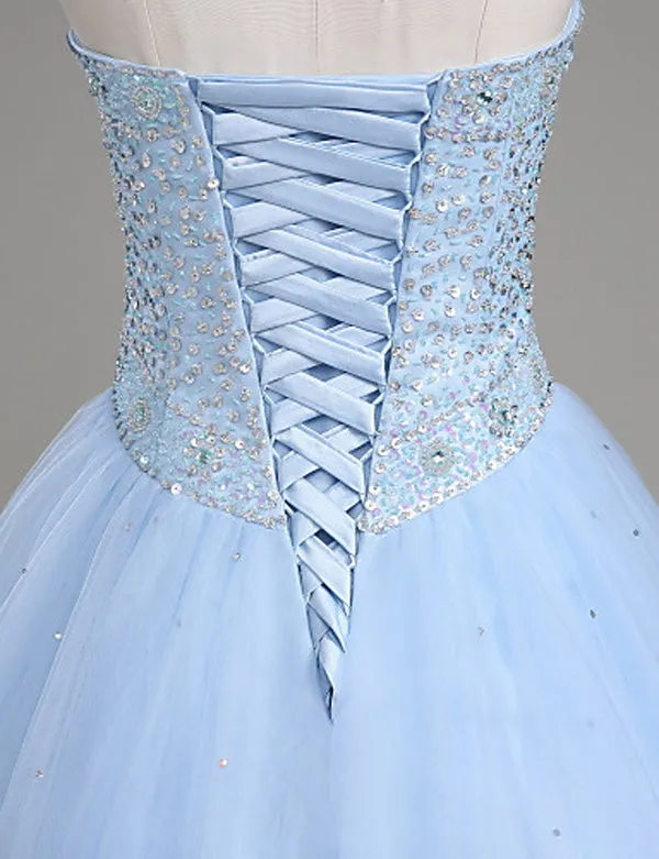 A-Line Sweetheart Strapless Floor Length Quinceanera Dresses