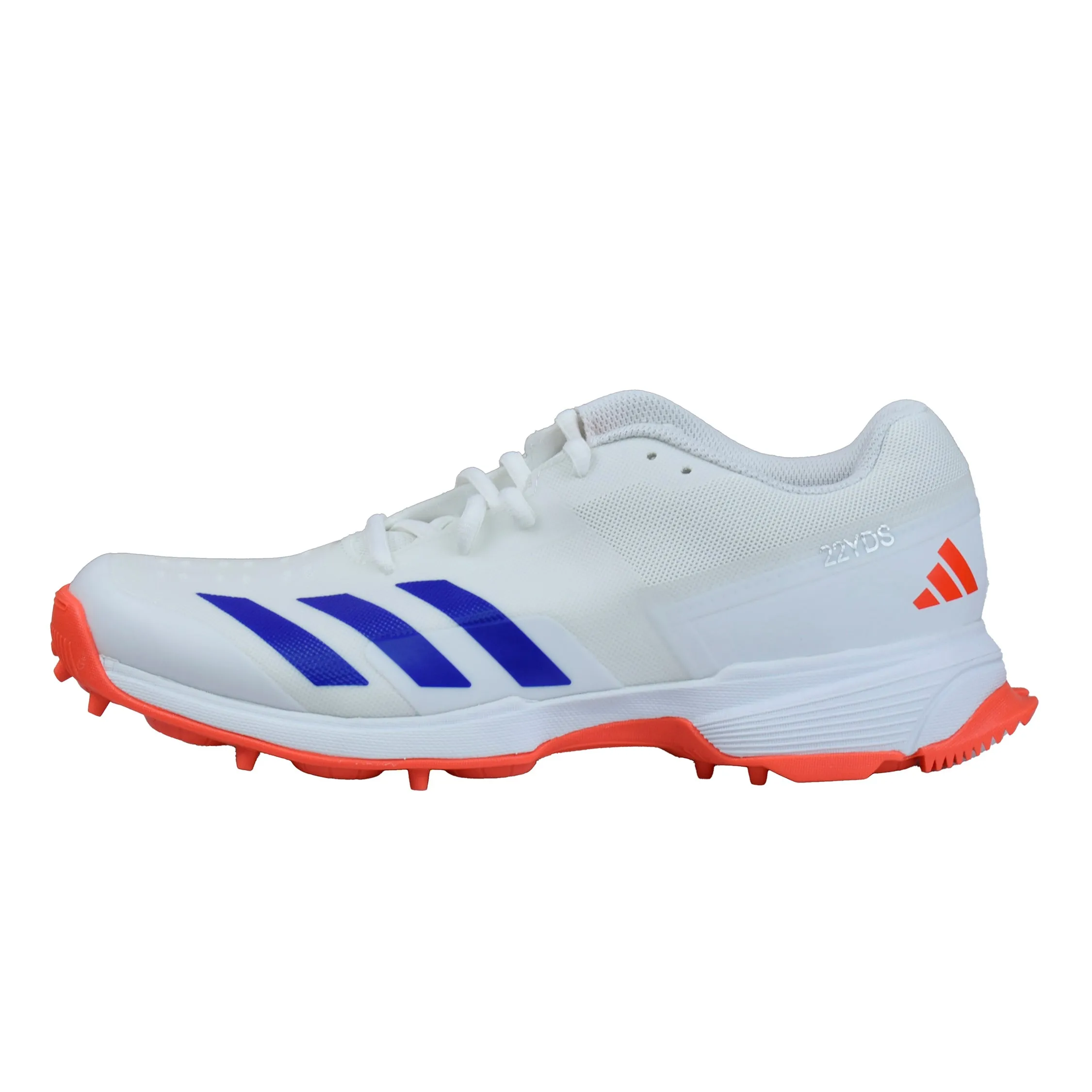 Adidas 22 Yard White/Blue/Red Spikes Cricket Shoes Size