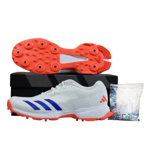 Adidas 22 Yard White/Blue/Red Spikes Cricket Shoes Size