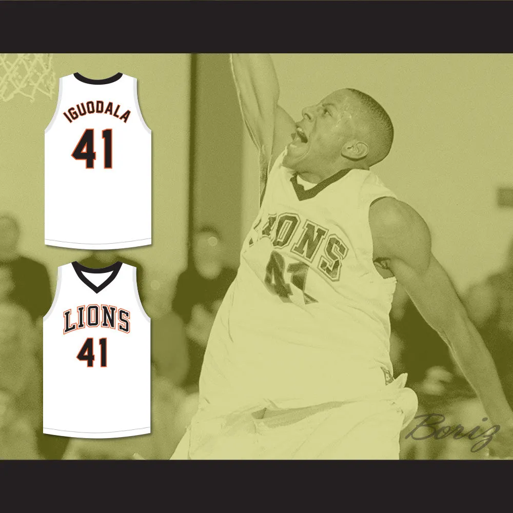 Andre Iguodala 41 Lanphier High School Lions White Basketball Jersey 2