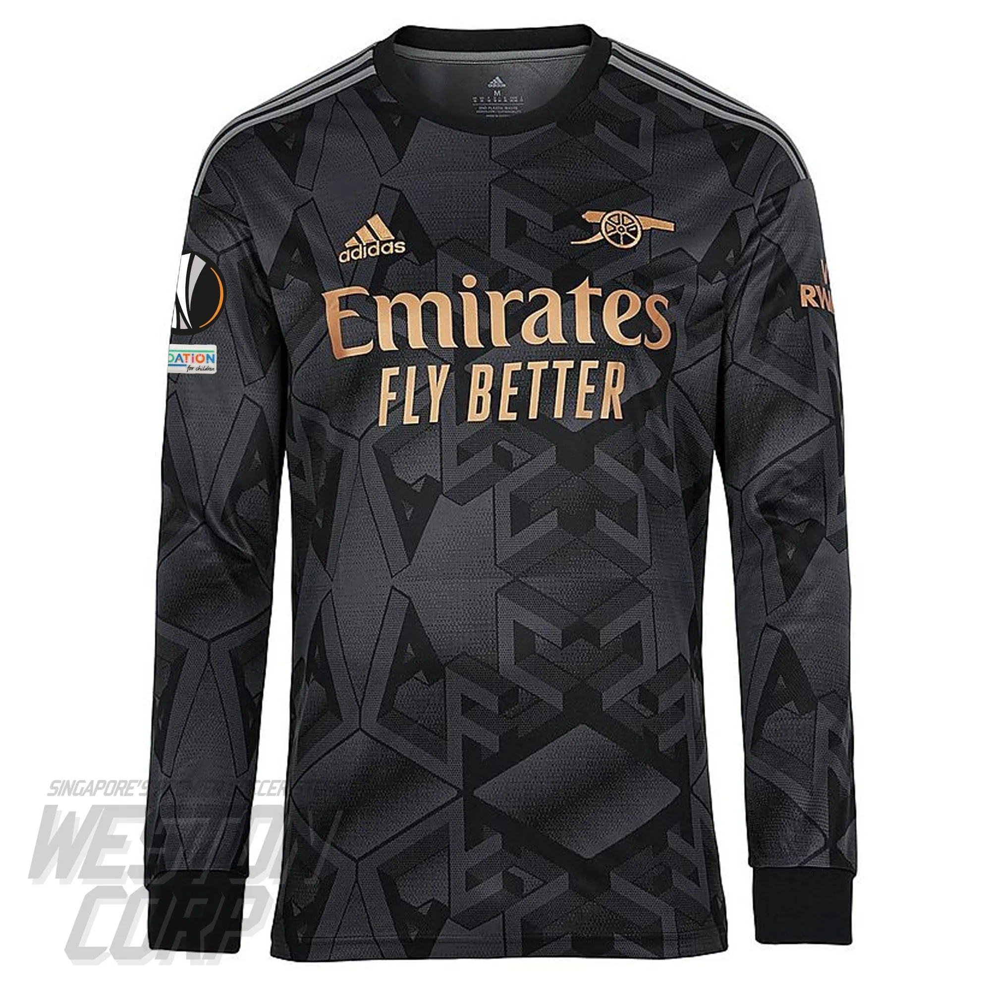 Arsenal Adult 2022-23 Away Long Sleeve Jersey w/ Europa League   Foundation Badges