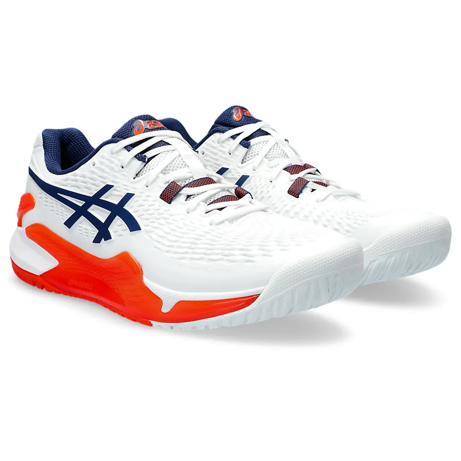 Asics Gel-Resolution 9 White & Blue Expanse Men's Tennis Shoes