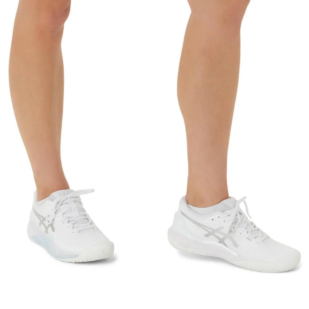 Asics Gel Resolution 9 Women's Tennis Shoe (White/Silver)