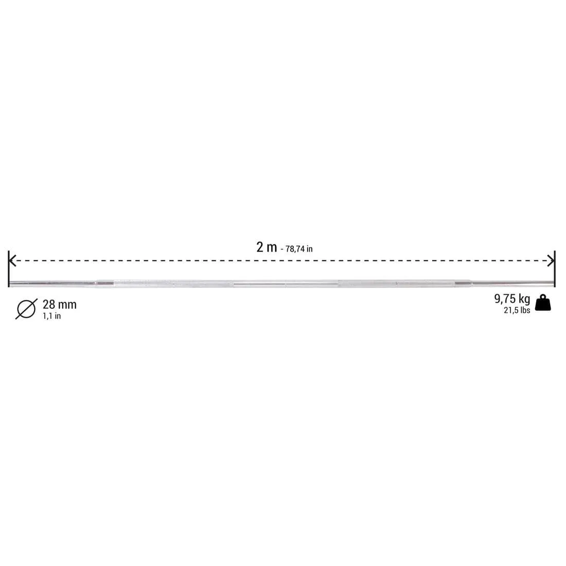 Barre de musculation 2m 28mm