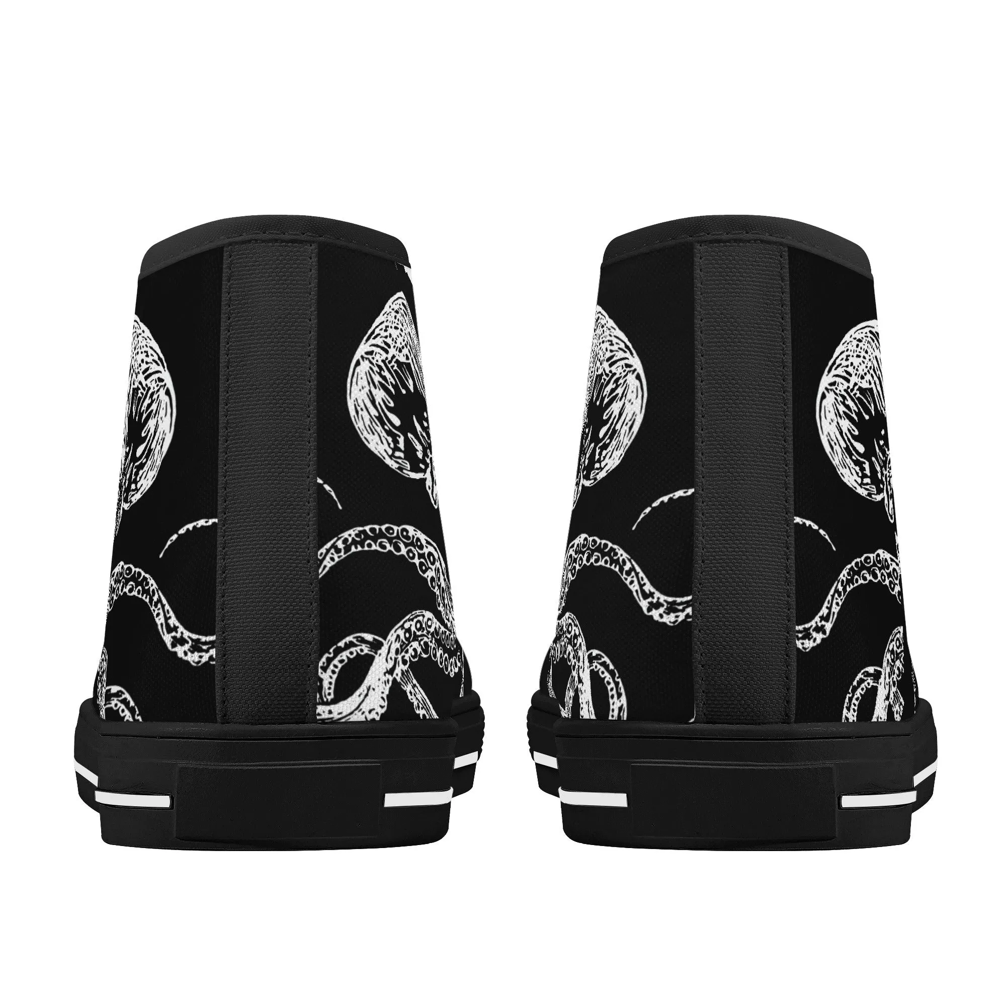 Black & White Octopus Womens High Top Canvas Shoes