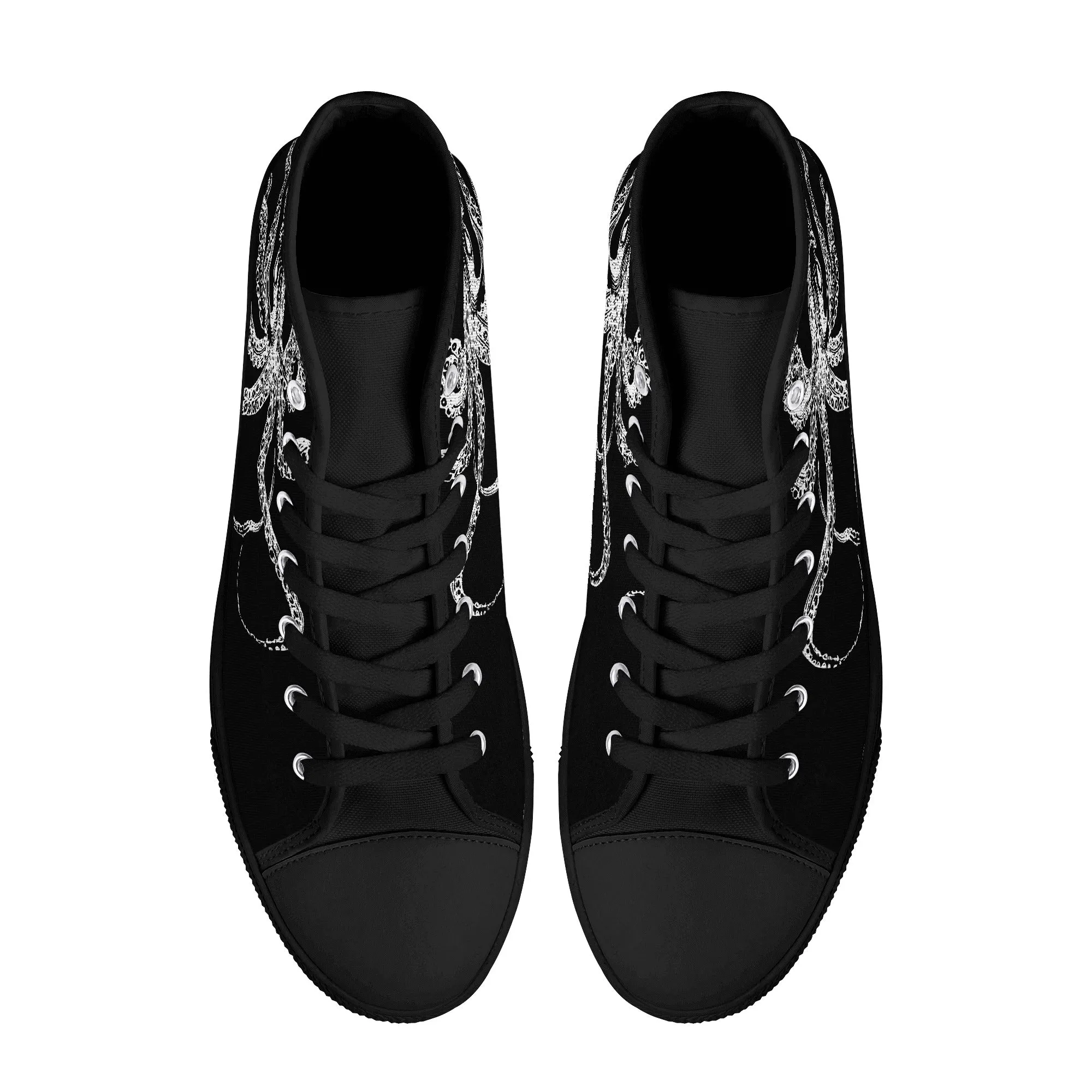 Black & White Octopus Womens High Top Canvas Shoes