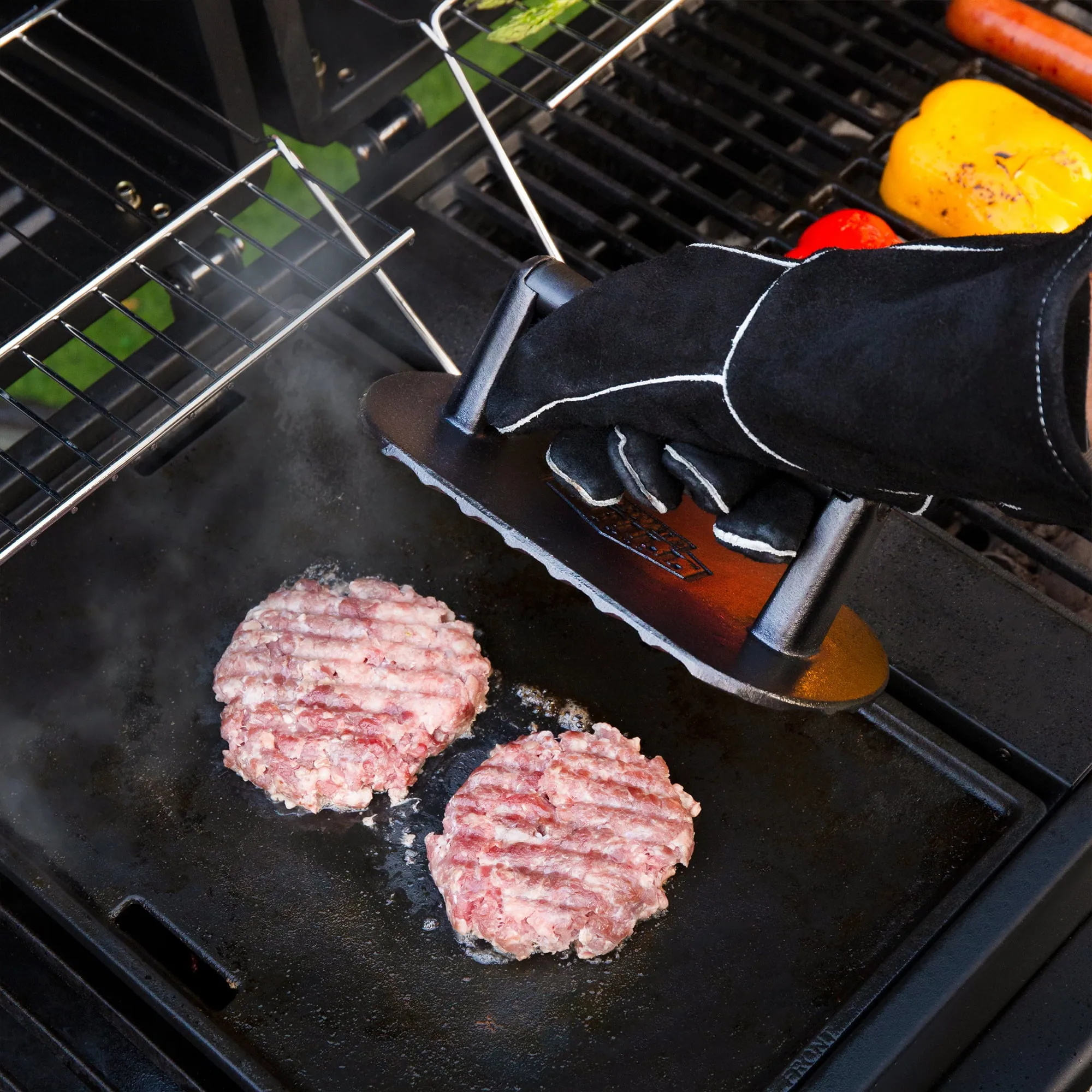 Cast Iron Large 9.27" 2 Pound Pre-seasoned Grill Griddle Burger Press Black NEW