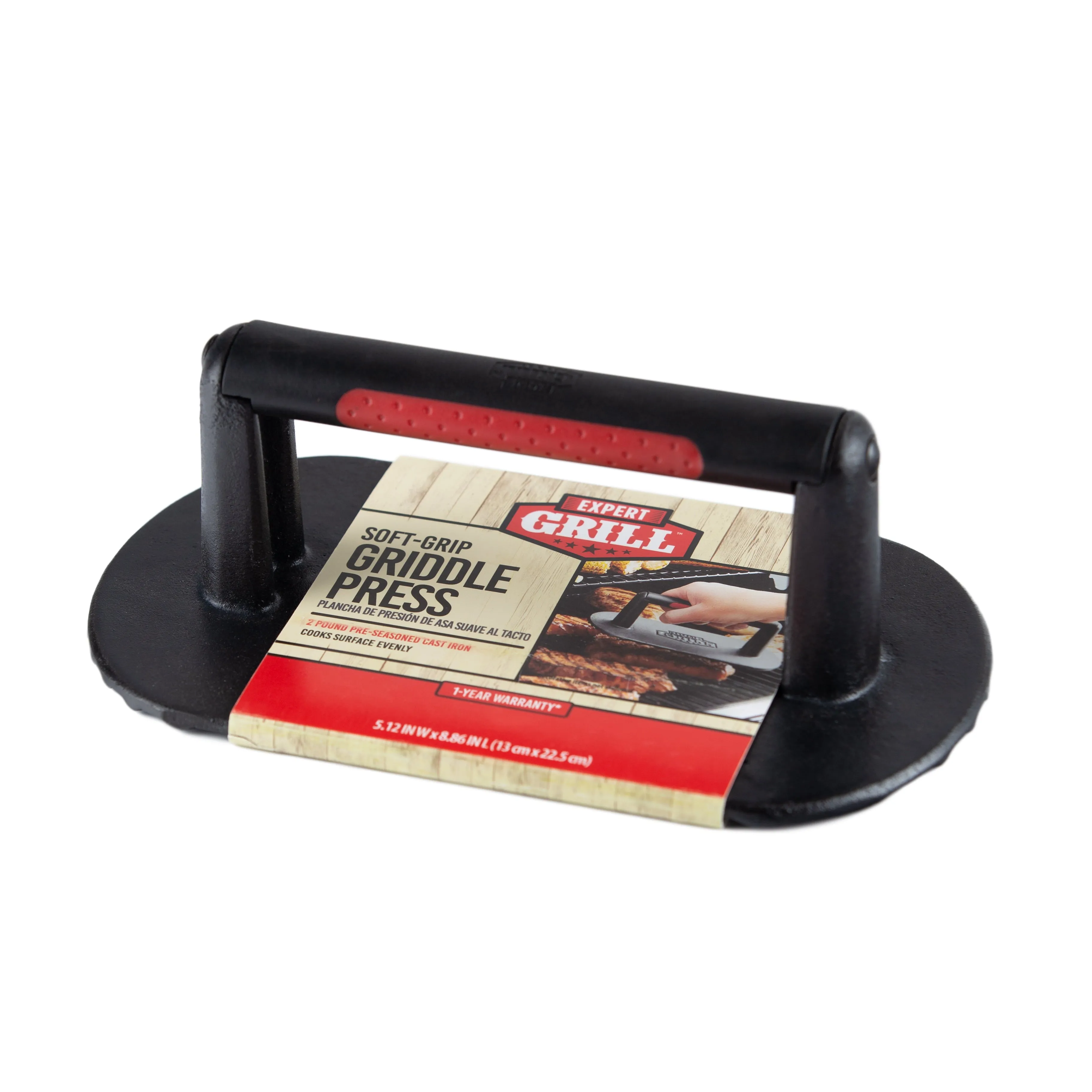 Cast Iron Large 9.27" 2 Pound Pre-seasoned Grill Griddle Burger Press Black NEW