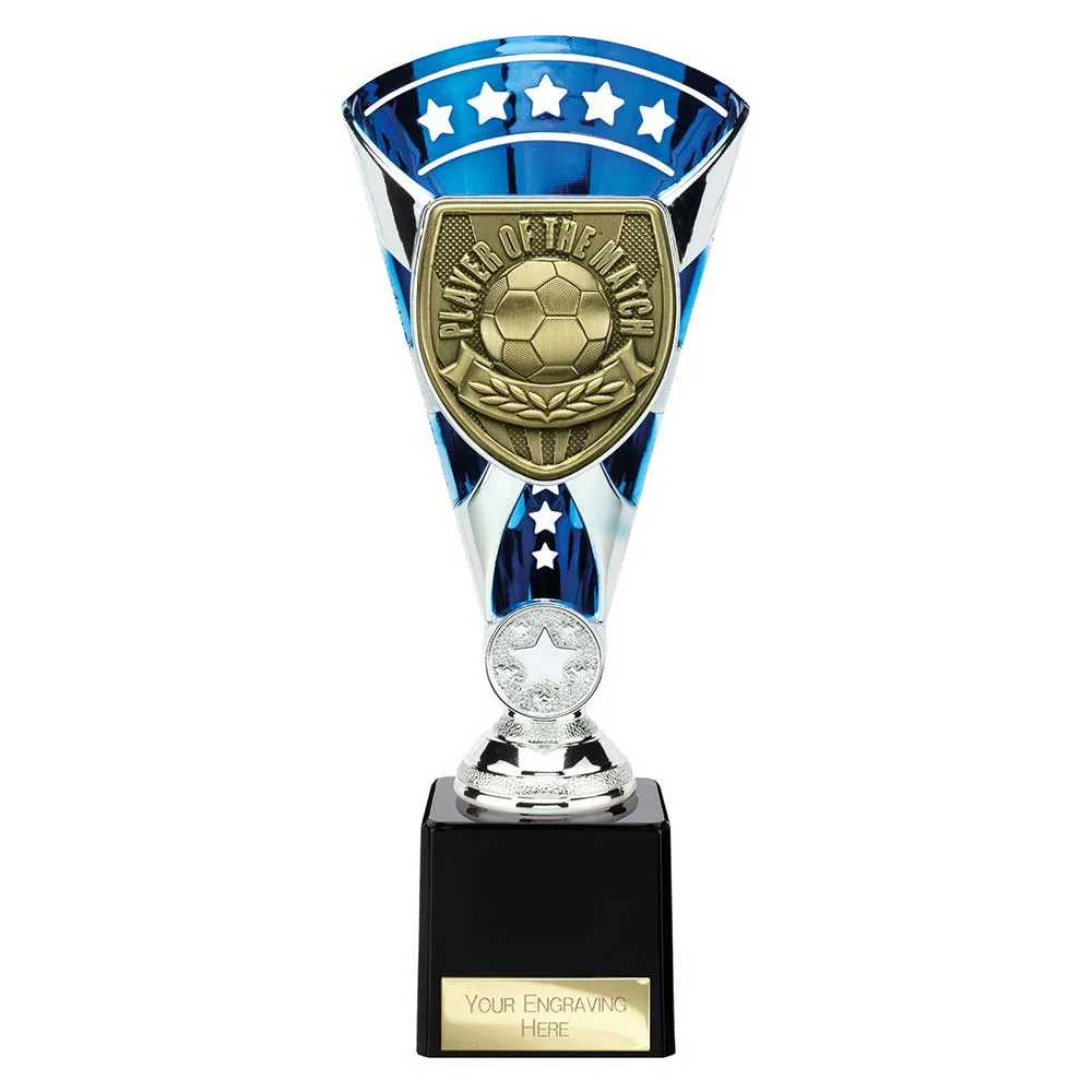 Cobra Football Trophy Cup Player of the Match (Silver/Blue)
