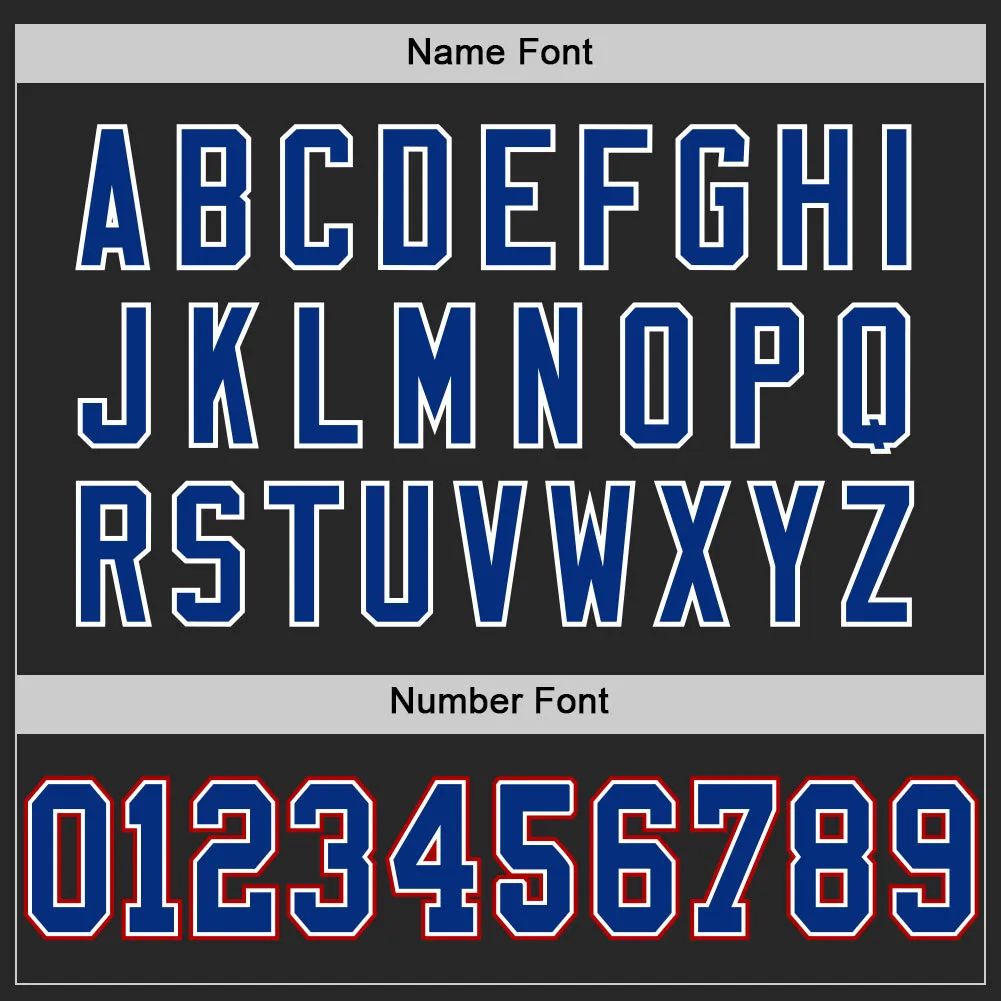 Custom Black Royal-Red Mesh Authentic Football Jersey