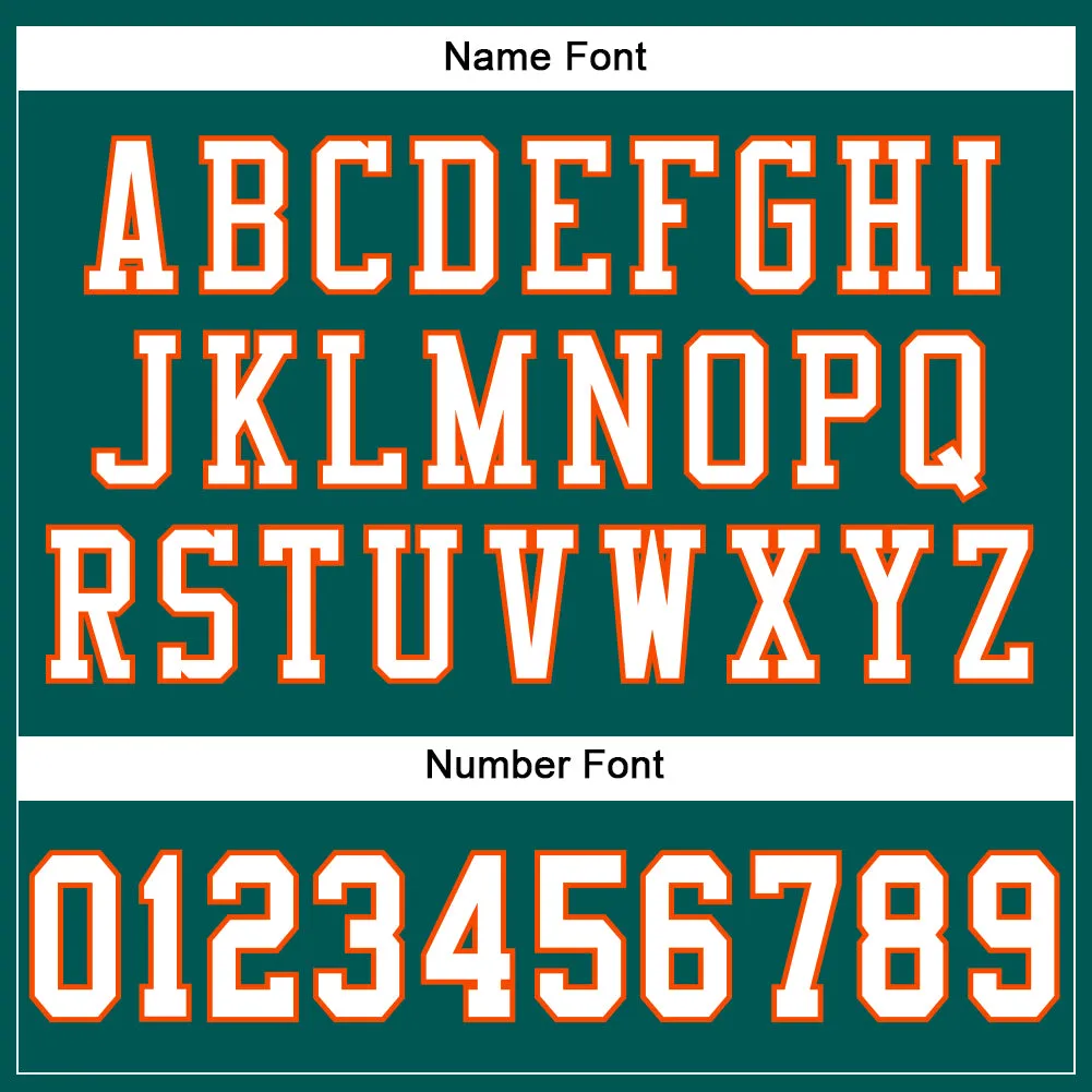 Custom Midnight Green White-Orange Mesh Authentic Football Jersey