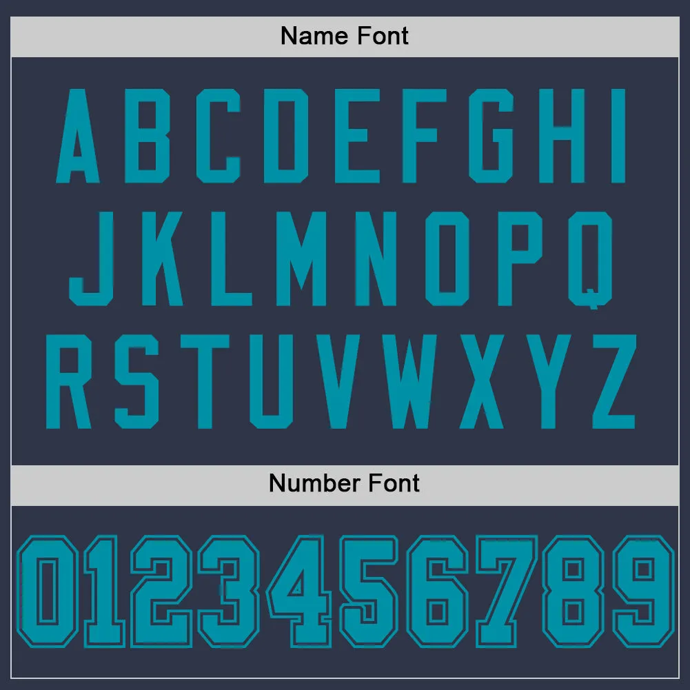 Custom Navy Teal Mesh Authentic Throwback Football Jersey