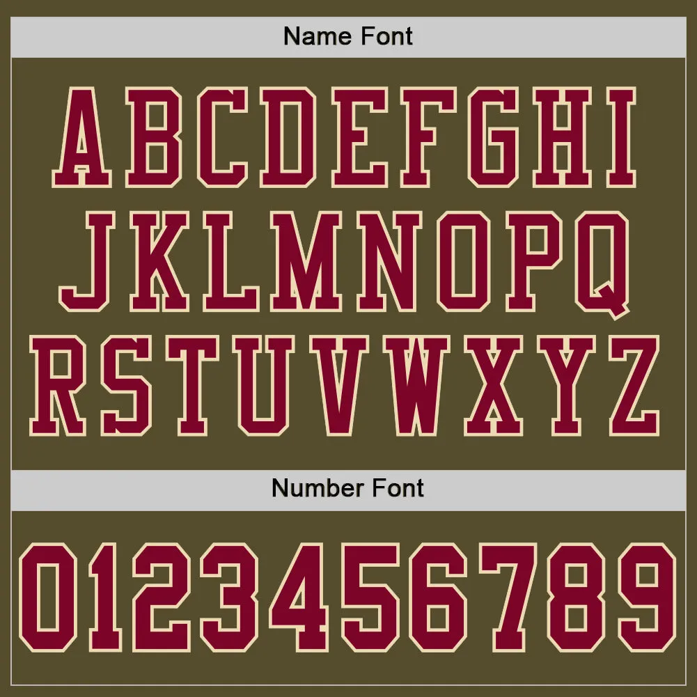 Custom Olive Maroon-Cream Mesh Authentic Salute To Service Football Jersey