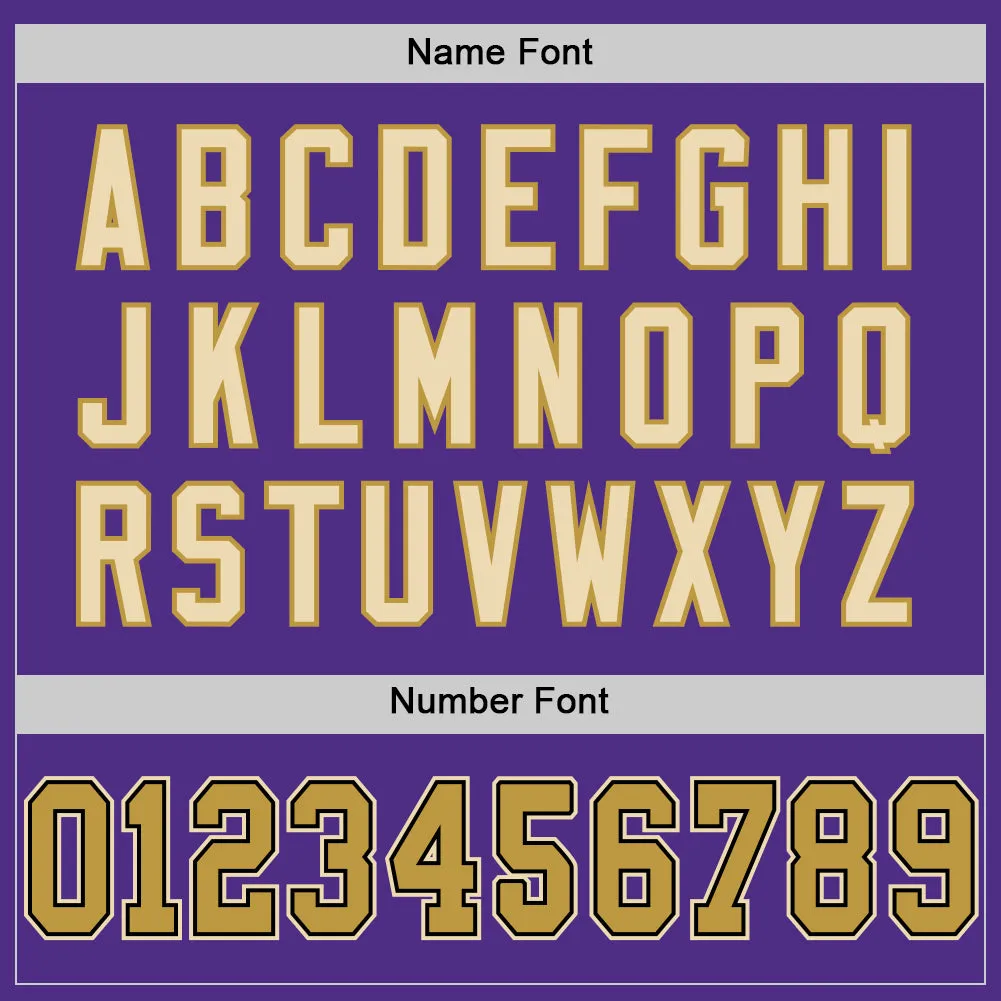 Custom Purple Old Gold Black-Cream Mesh Authentic Football Jersey