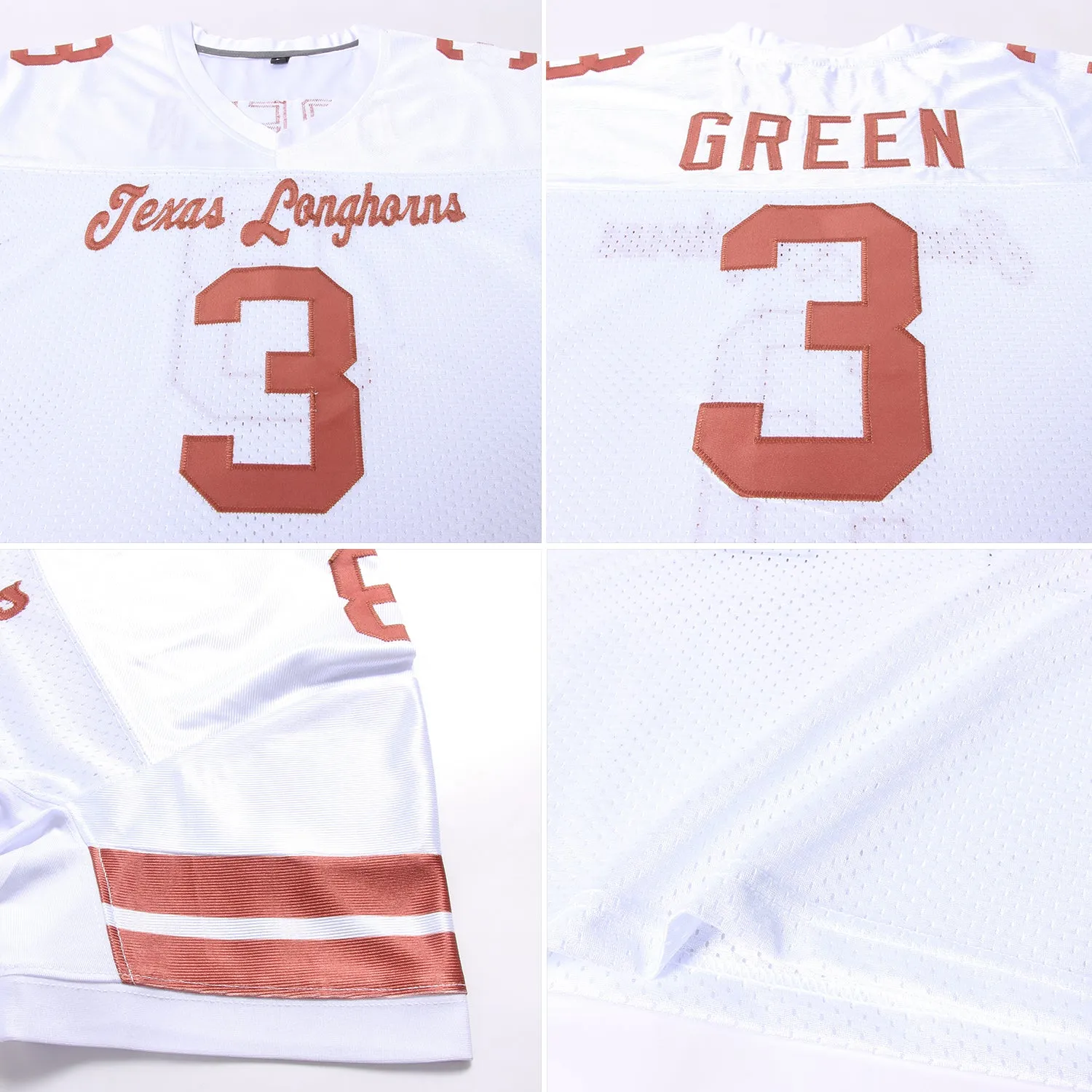 Custom White Texas Orange Mesh Authentic Football Jersey