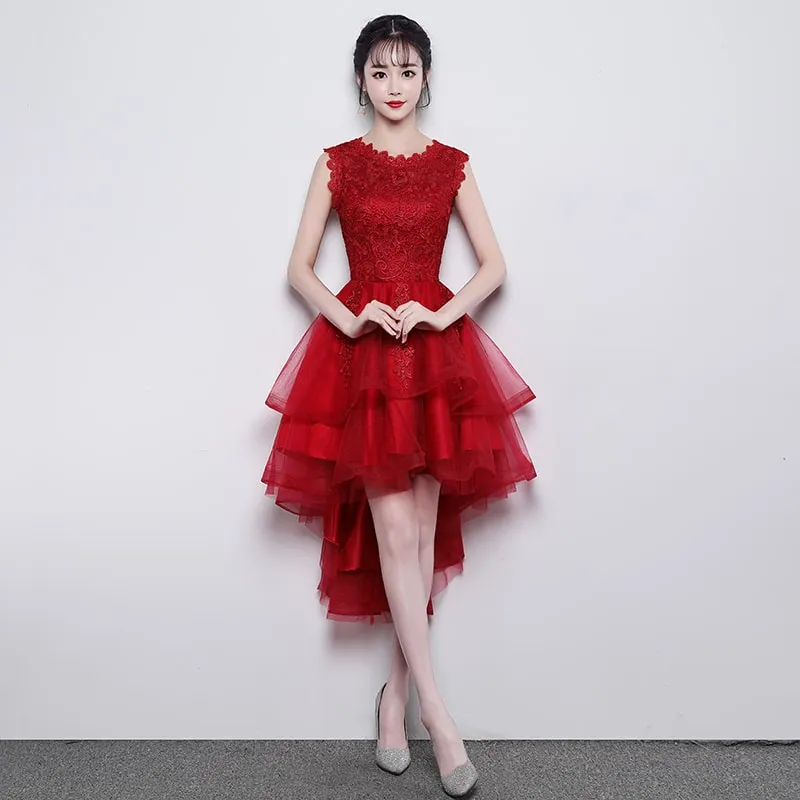 Cute Red High Low Dress, Red Party Dress , Homecoming Dress