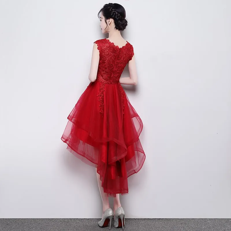 Cute Red High Low Dress, Red Party Dress , Homecoming Dress
