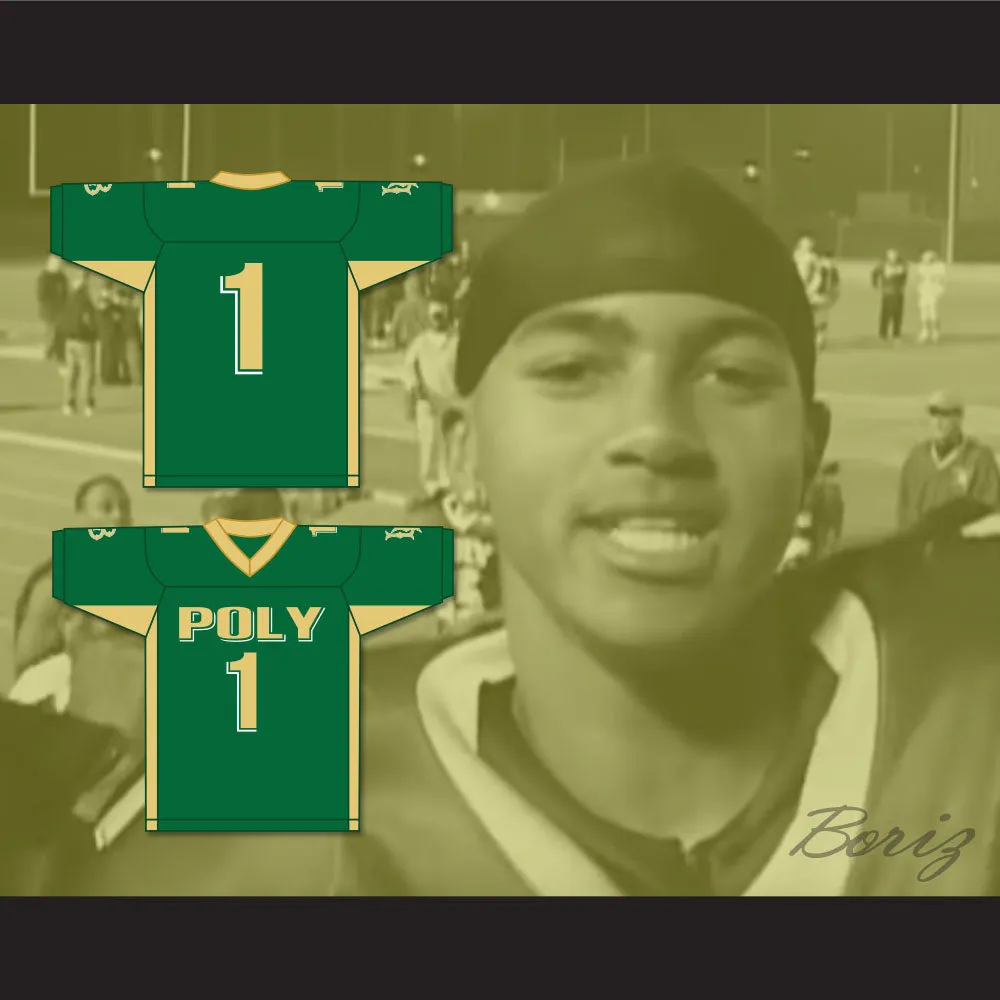 DeSean Jackson 1 Long Beach Polytechnic High School Jackrabbits Green Football Jersey 1