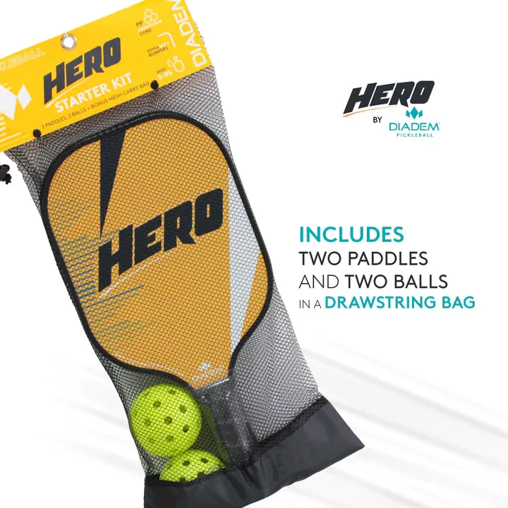 Diadem Hero 2 Pickleball Paddle & Ball Starter Kit