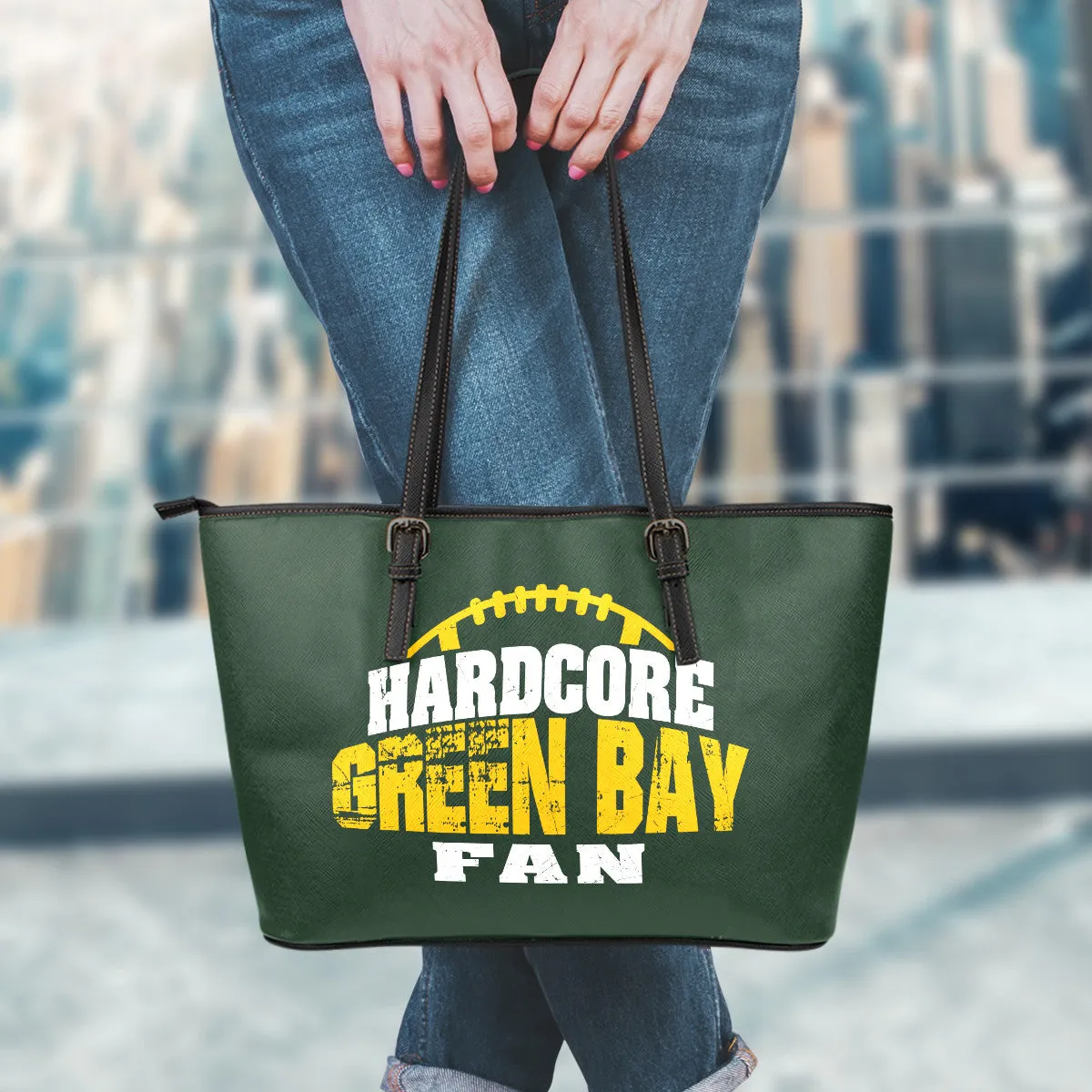 DISC: Hardcore Green Bay Football Fan Leather Tote