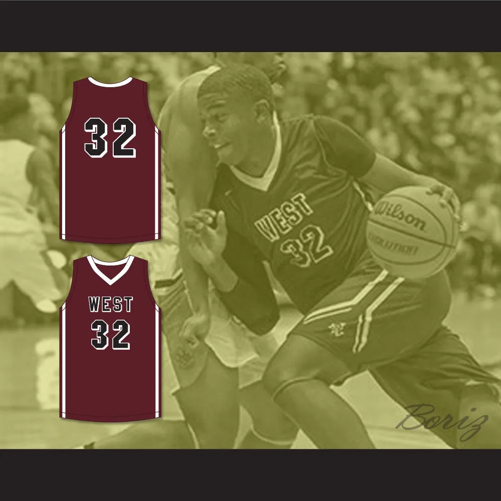 EJ Liddell 32 Belleville High School-West Maroons Maroon Basketball Jersey 3