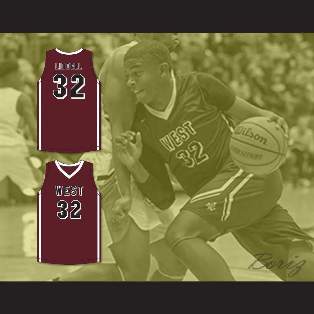 EJ Liddell 32 Belleville High School-West Maroons Maroon Basketball Jersey 4
