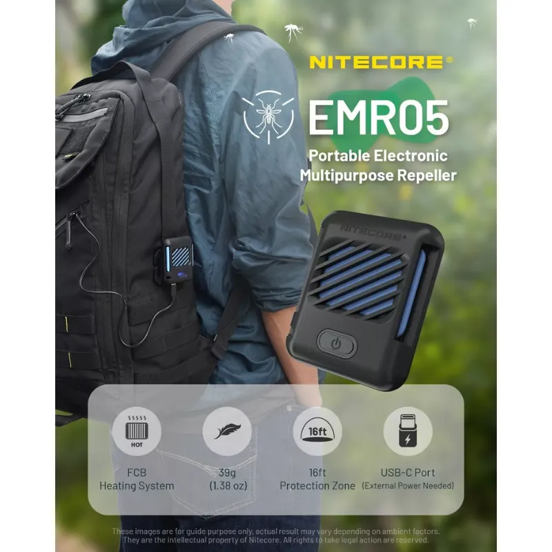 EMR05 Nitecore Ultralight and Portable Mosquito Repeller External USB-C Power