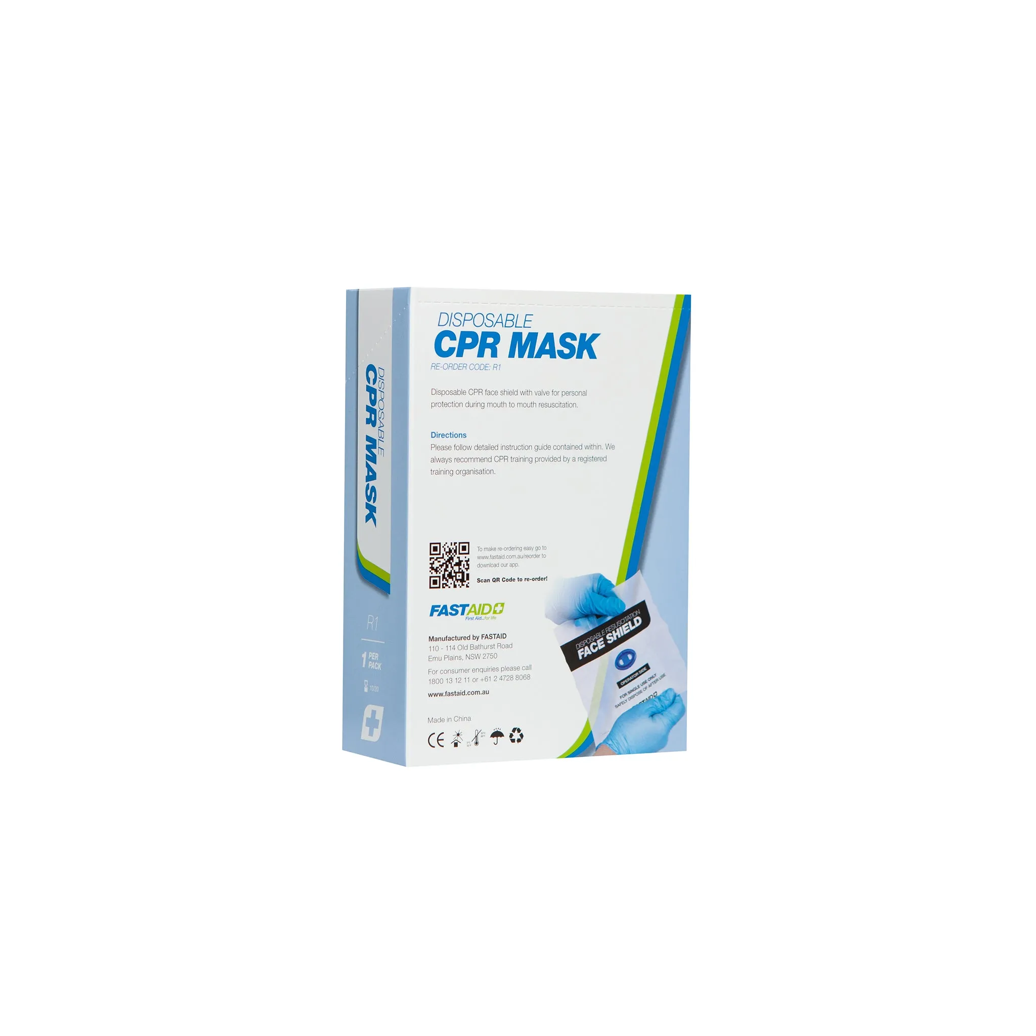 FastAid R1 Disposable Resuscitation Face Shield 1pk