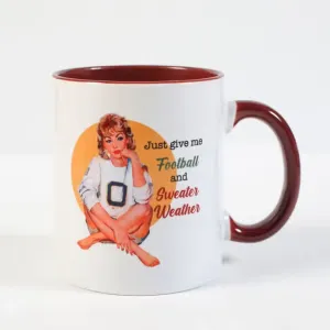 Football and Fall Sweater Weather Pinup Coffee Mug