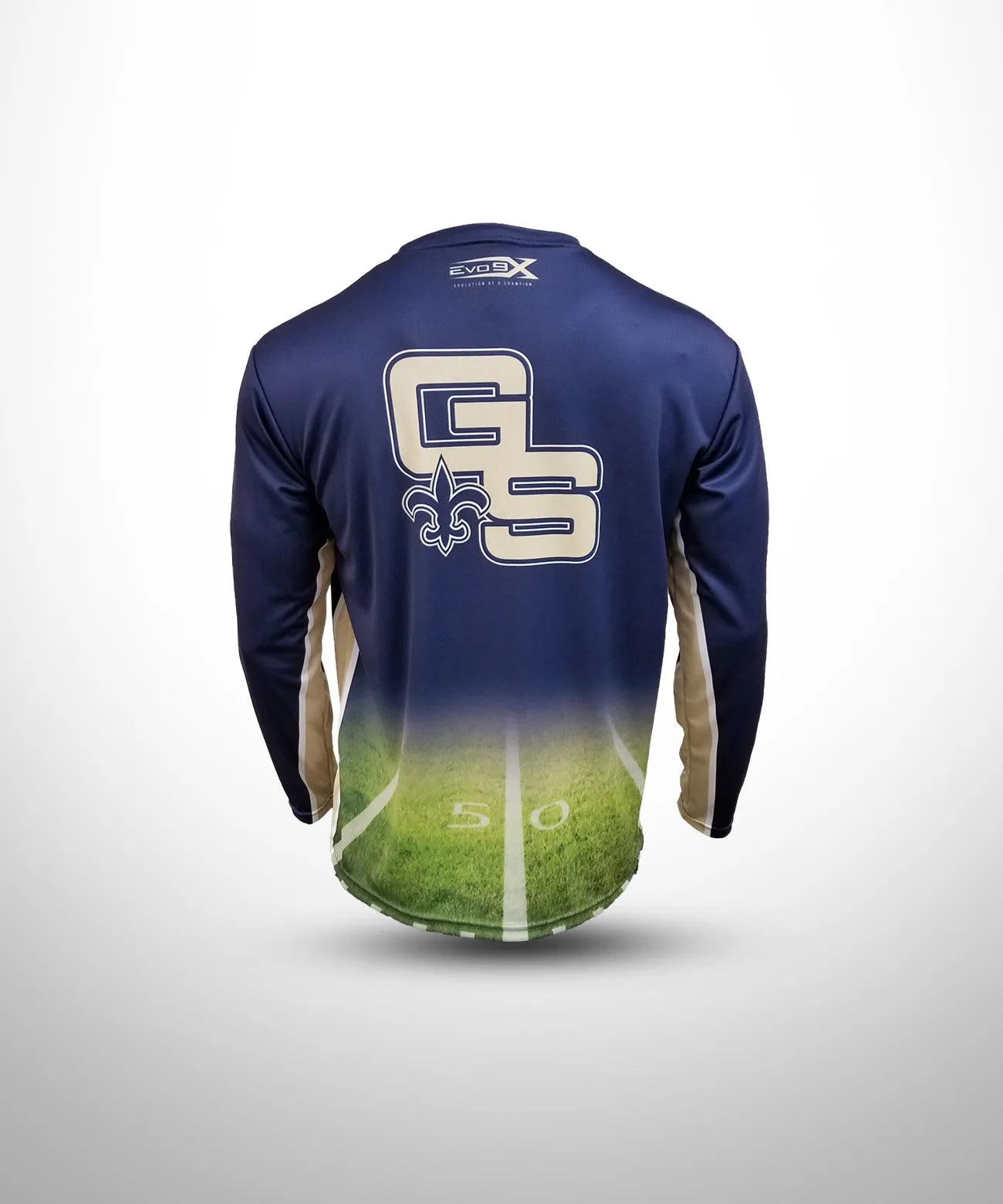 GOLDEN SAINTS Football Sublimated Crew Neck Long Sleeve Jersey NV FLD