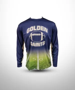 GOLDEN SAINTS Football Sublimated Crew Neck Long Sleeve Jersey NV FLD