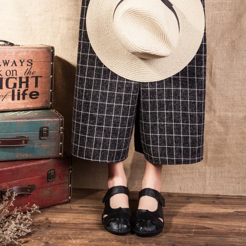 Handmade Vintage Leather Sandals Comfortable Soft Sole Casual Women's Shoes