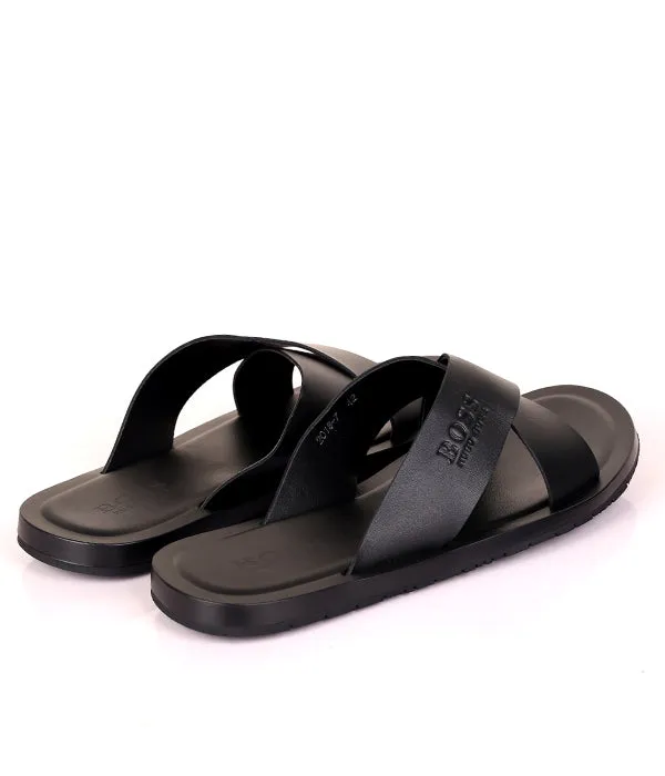 HB Plain Cross Cover Slides |Black