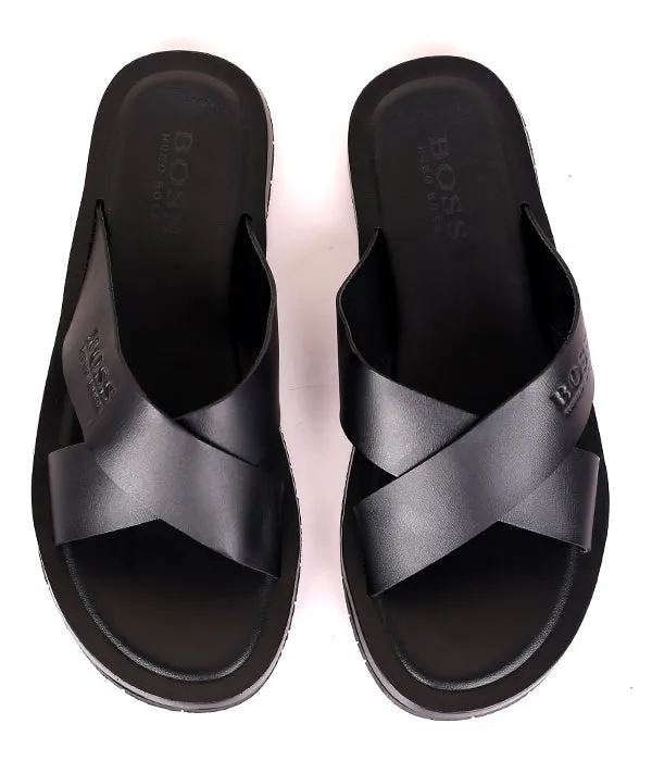HB Plain Cross Cover Slides |Black