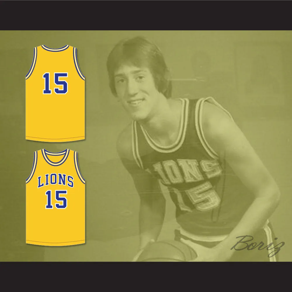 Jeff Hornacek 15 Lyons Township High School Lions Yellow Gold Basketball Jersey 1