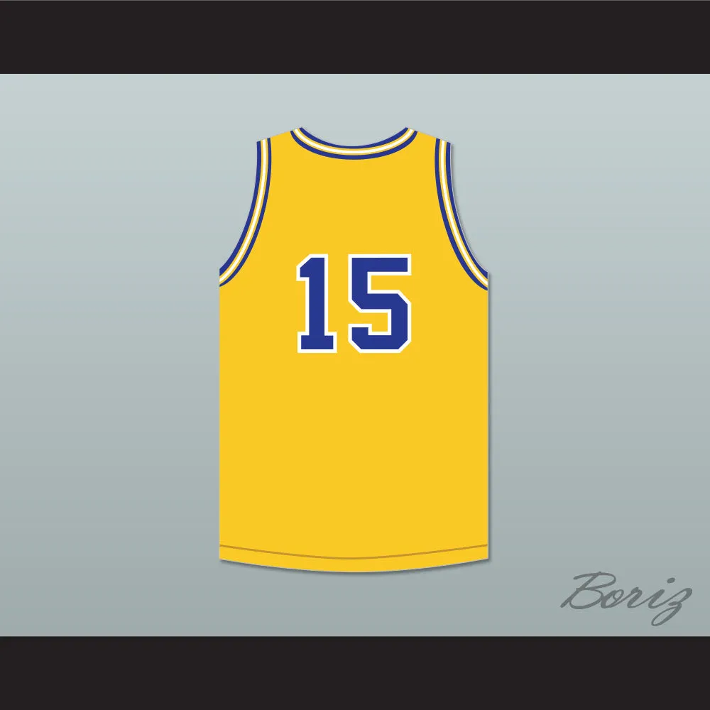 Jeff Hornacek 15 Lyons Township High School Lions Yellow Gold Basketball Jersey 1