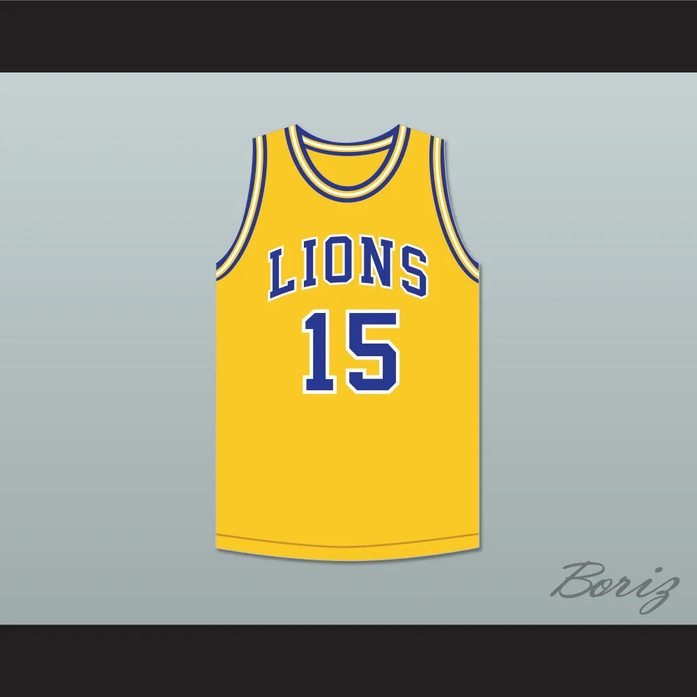 Jeff Hornacek 15 Lyons Township High School Lions Yellow Gold Basketball Jersey 1