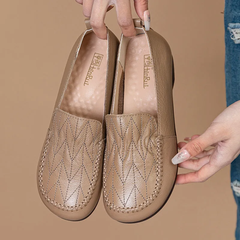 Leather Soft Sole Comfortable Flat Shoes Casual Non-slip Women's Shoes