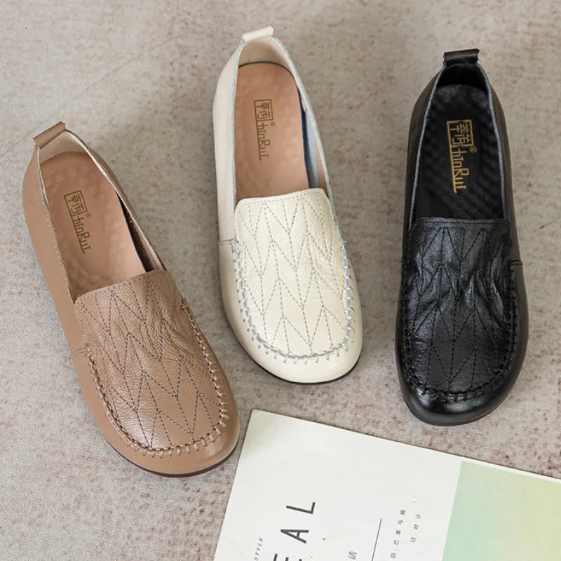 Leather Soft Sole Comfortable Flat Shoes Casual Non-slip Women's Shoes
