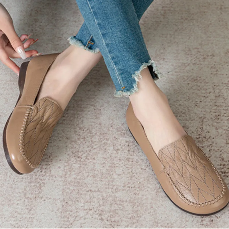Leather Soft Sole Comfortable Flat Shoes Casual Non-slip Women's Shoes