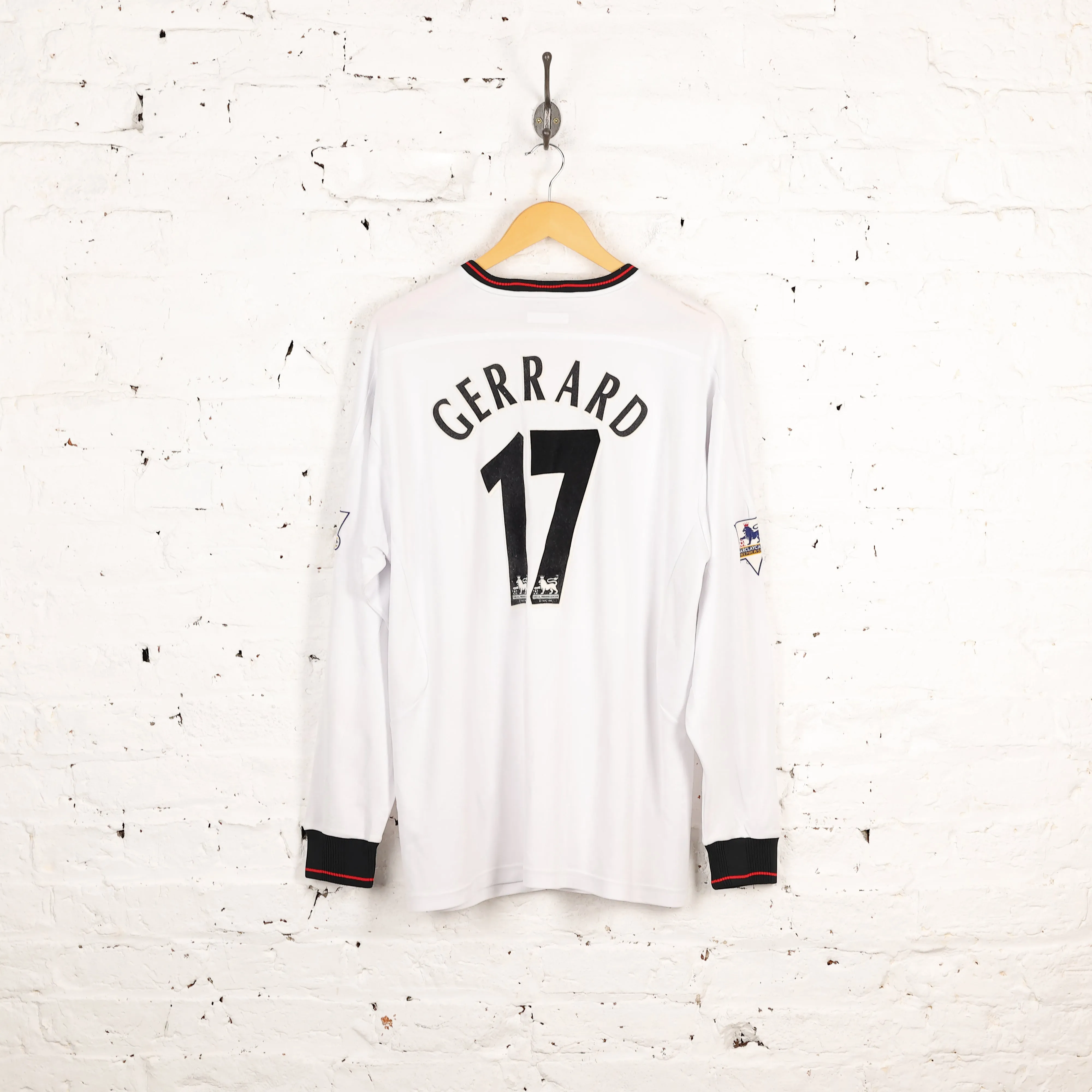 Liverpool Reebok 2003 Gerrard Long Sleeve Away Football Shirt - White - XXL