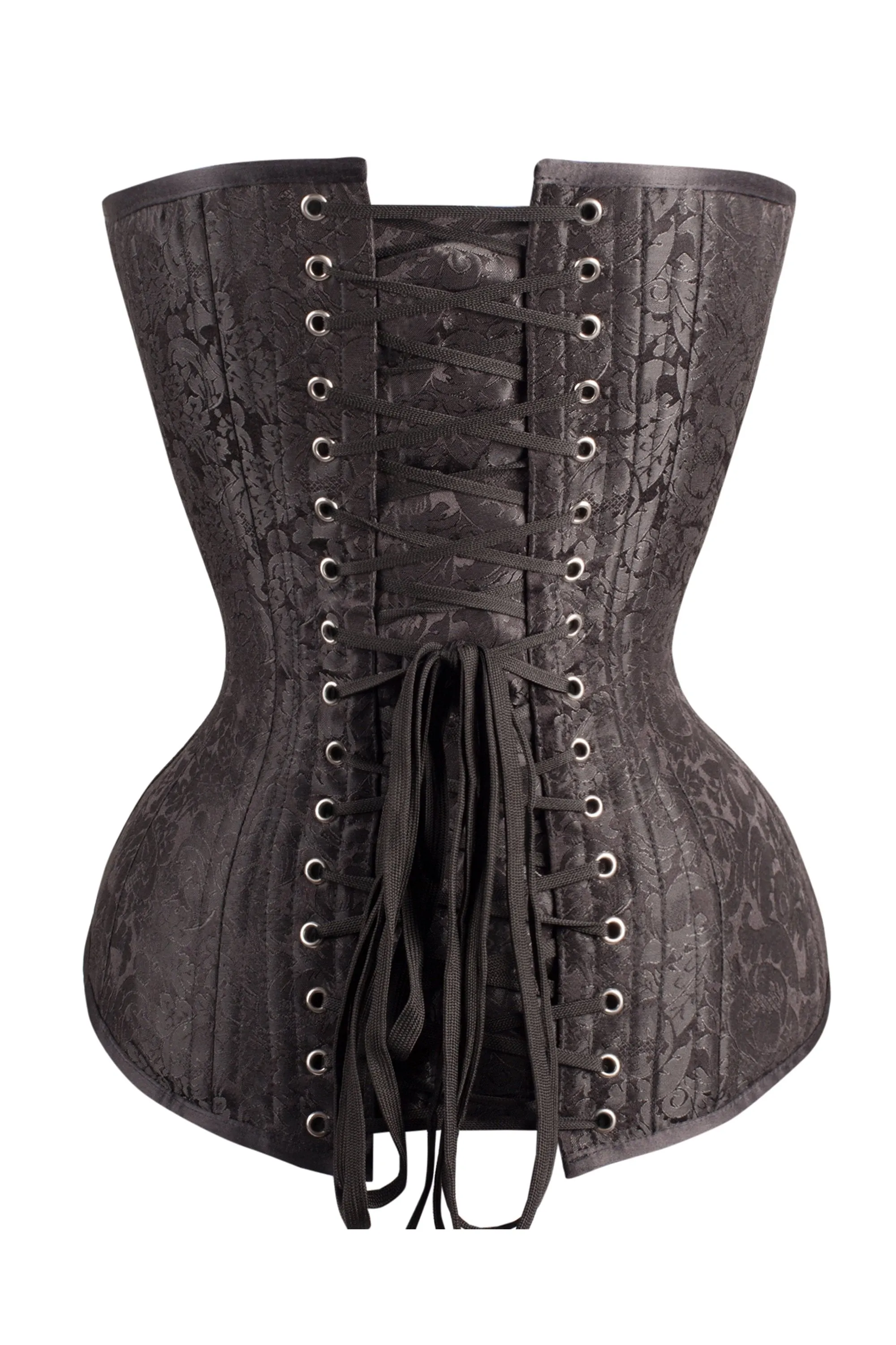 Long Black Brocade Expert Waist Training Corset