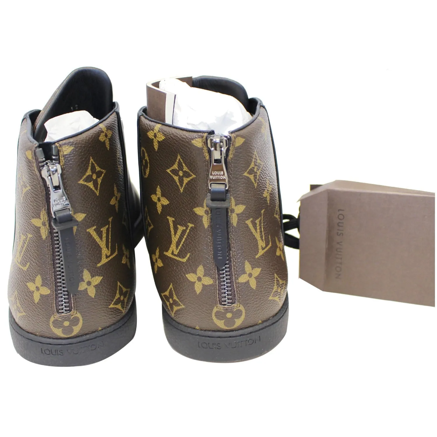LOUIS VUITTON Line Up Monogram High Top Sneakers Black US 13